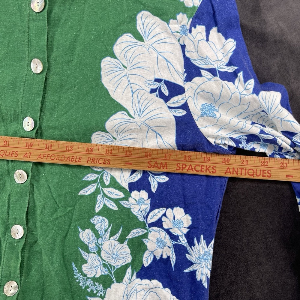 FARM Rio Women's Floral Button Up Shirt Green Blue Long Sleeve Size S - Picture 4 of 4